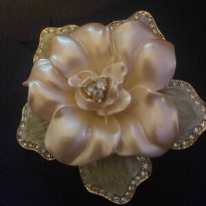 Signed Nolan Miller Peach Lucite Rose Brooch